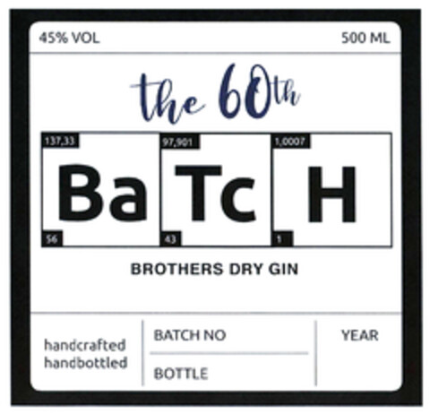 The 60th Batch Dry Gin Logo (DPMA, 12.02.2021)