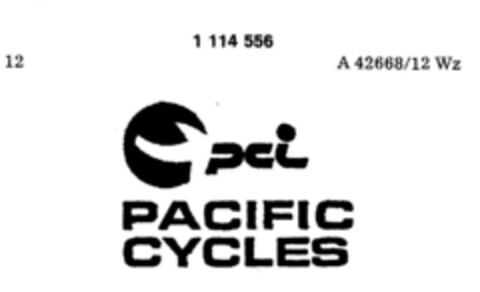 PACIFIC CYCLES Logo (DPMA, 14.03.1987)