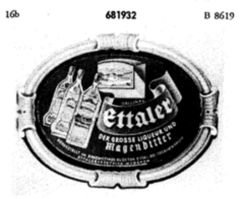 Ettaler DER GROSSE LIQUEUR UND Magenbitter Logo (DPMA, 21.12.1953)