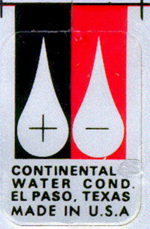 CONTINENTAL WATER COND. ELPASO TEXAS MADE IN U.S.A. Logo (DPMA, 12/24/1974)