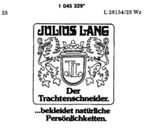 JULIUS LANG (JL) Der Trachtenschneider Logo (DPMA, 12/18/1982)