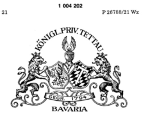 KÖNIGL.PRIV.TETTAU Logo (DPMA, 21.09.1979)