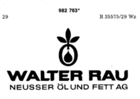 WALTER RAU NEUSSER ÖL UND FETT AG Logo (DPMA, 04.10.1978)