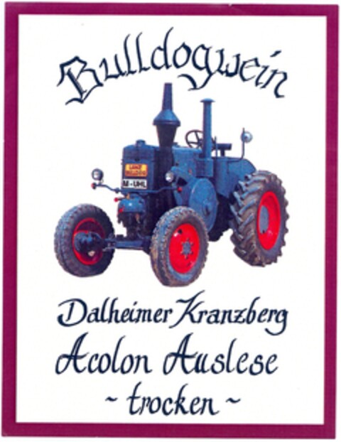 Bulldogwein Dalheimer Kranzberg Acolon Auslese -trocken- Logo (DPMA, 29.01.2007)