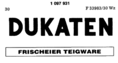 DUKATEN FRISCHEIER TEIGWARE Logo (DPMA, 30.10.1985)