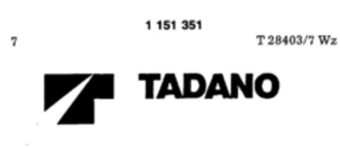 T TADANO Logo (DPMA, 01/02/1989)