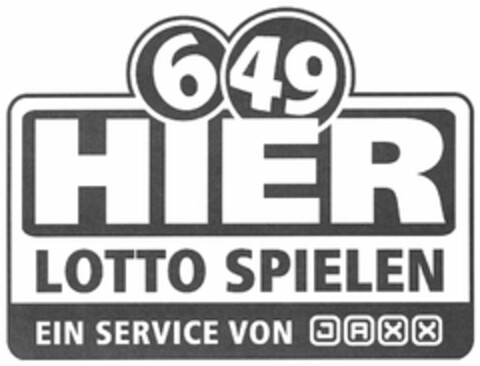 6 49 HIER LOTTO SPIELEN EIN SERVICE VON JAXX Logo (DPMA, 16.12.2004)