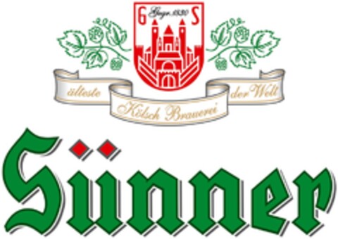 Gegr.1830 älteste Kölsch Brauerei der Welt Sünner Logo (DPMA, 09.09.2015)