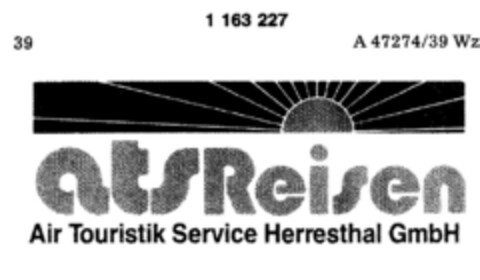 ats Reisen Air Touristik Service Herresthal GmbH Logo (DPMA, 20.11.1989)