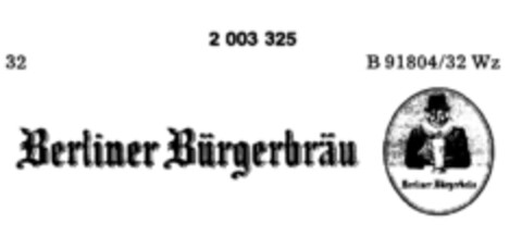 Berliner Bürgerbräu Logo (DPMA, 18.01.1991)