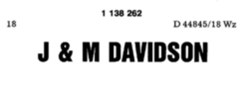 J & M DAVIDSON Logo (DPMA, 07.07.1988)