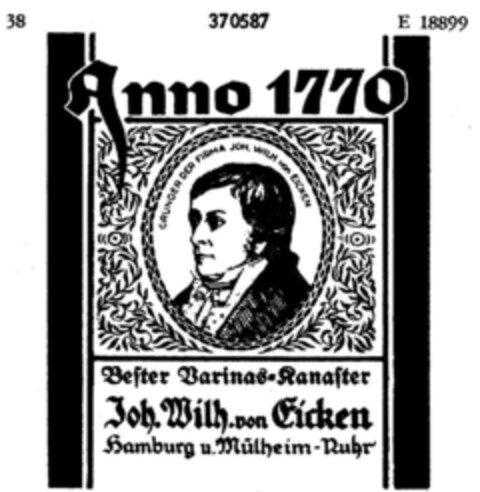 Anno 1770 Joh. Wilh. von Eicken Logo (DPMA, 28.09.1926)