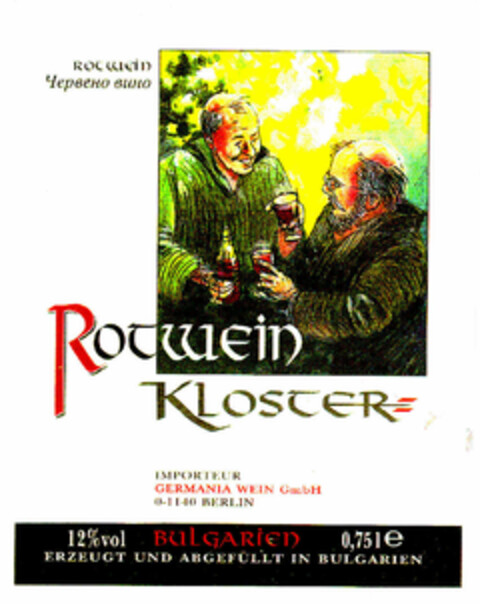 Rotwein Kloster Logo (DPMA, 26.08.1993)
