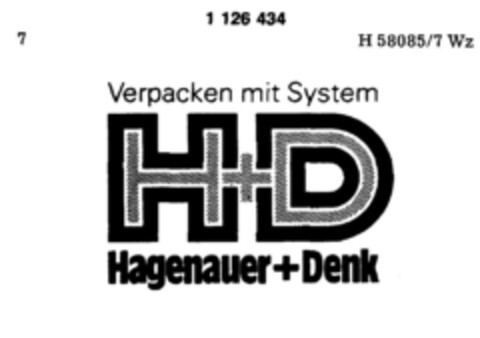 H+D Hagenauer+Denk Logo (DPMA, 27.07.1987)