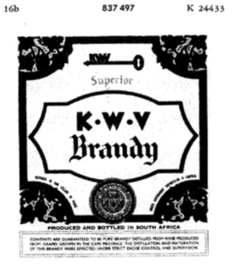 KWV Brandy Logo (DPMA, 05/07/1965)