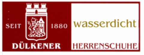 Seit 1880 DÜLKENER HERRENSCHUHE wasserdicht Logo (DPMA, 03/08/2000)