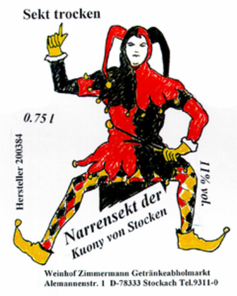 Narrensekt der Kuony von Stocken Logo (DPMA, 06.02.1998)