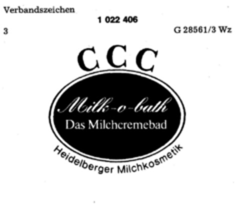 CCC Milk-o-bath Das Milchcremebad Logo (DPMA, 02/12/1981)