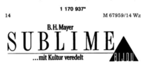 SUBLIME...mit Kultur veredelt Logo (DPMA, 29.08.1990)