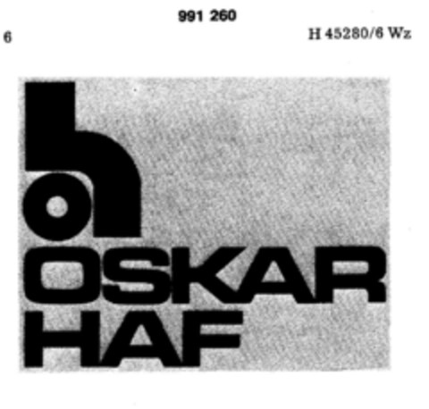 OSKAR HAF (oh) Logo (DPMA, 14.02.1979)