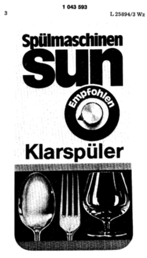 sun Spülmaschinen Klarspüler Logo (DPMA, 07/24/1982)