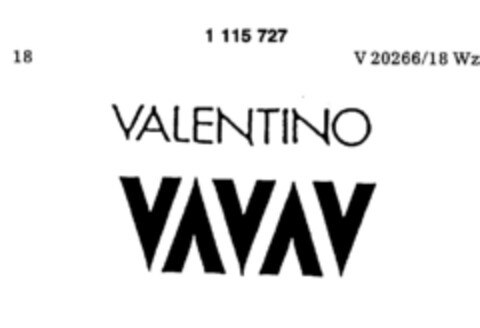 VALENTINO VAVAV Logo (DPMA, 06.05.1987)