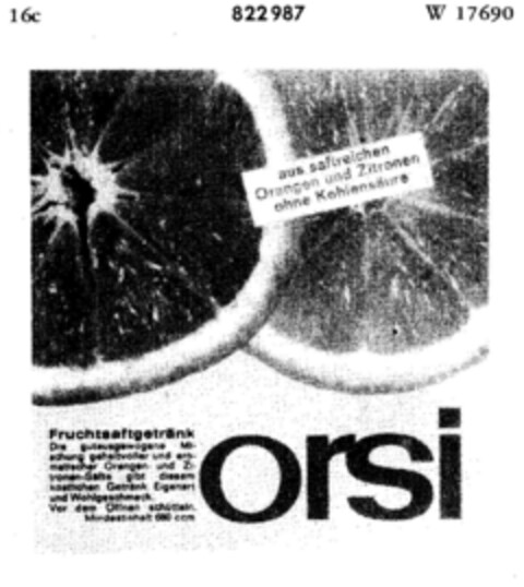 orsi Fruchtsaftgetränk Logo (DPMA, 14.10.1965)