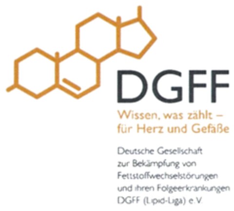 DGFF Wissen, was zählt - für Herz und Gefäße Deutsche Gesellschaft zur Bekämpfung von Fettstoffwechselstörungen und ihren Folgeerkrankungen DGFF (Lipid-Liga) e.V. Logo (DPMA, 26.04.2018)