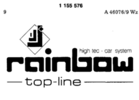 rainbow top-line high tec - car system Logo (DPMA, 03/20/1989)