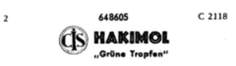 CIS HAKIMOL "Grüne Tropfen" Logo (DPMA, 01/04/1952)