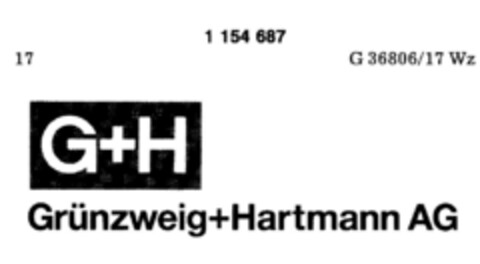 G+H Grünzweig+Hartmann AG Logo (DPMA, 05/13/1989)