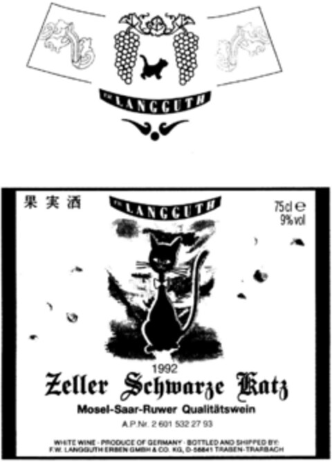 F.W. LANGGUTH Zeller Schwarze Katz Logo (DPMA, 25.01.1994)