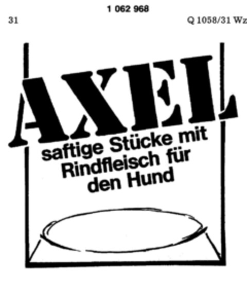 AXEL saftige stücke für den Hund Logo (DPMA, 28.09.1983)