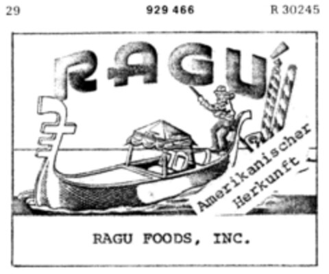 RAGU FOODS Logo (DPMA, 05/29/1973)