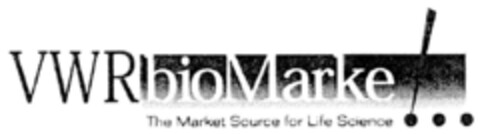 VWRbioMarke The Market Source for Life Science! Logo (DPMA, 03/29/2001)