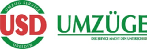 USD Umzug Service Dresden UMZÜGE DER SERVICE MACHT DEN UNTERSCHIED Logo (DPMA, 04.12.2015)
