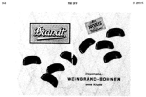 Brandt WEINBRAND-BOHNEN >>Hausmarke<< ohne Kruste Logo (DPMA, 04/01/1963)