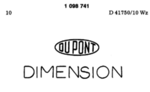 DU PONT DIMENSION Logo (DPMA, 03.01.1986)