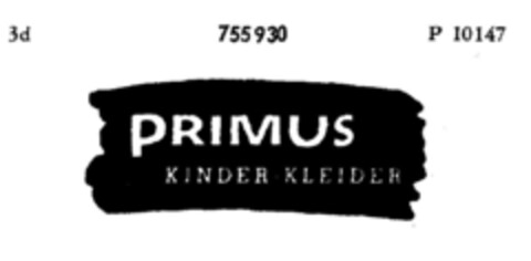 PRIMUS KINDER-KLEIDER Logo (DPMA, 01/31/1961)