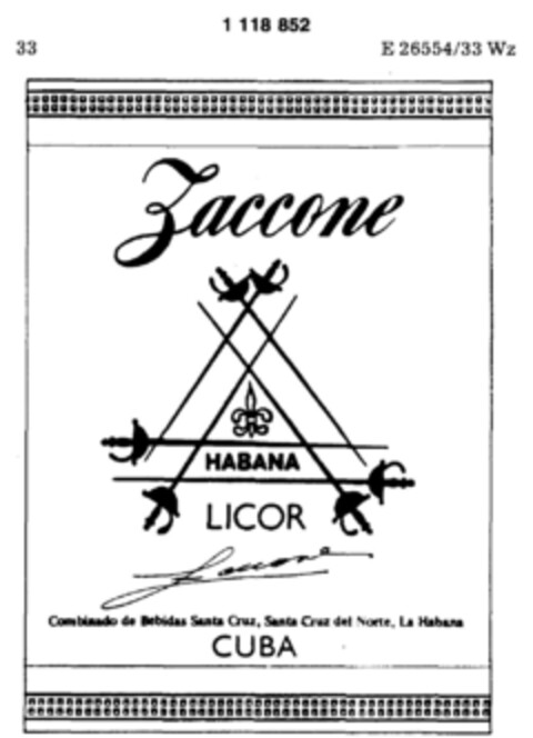 Zaccone HABANA LICOR Logo (DPMA, 20.03.1987)