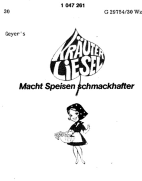 Geyer`s KRÄUTER LIESEL Logo (DPMA, 07/31/1982)