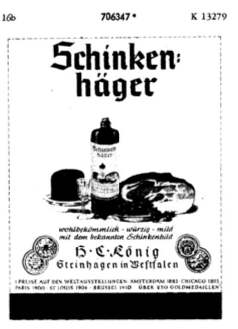 Schinken=häger H C König Logo (DPMA, 18.04.1957)