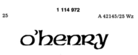 o`henry Logo (DPMA, 30.10.1986)