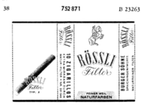 RÖSSLI Filter Logo (DPMA, 20.09.1960)