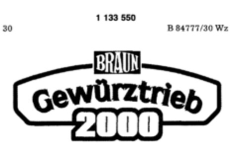 BRAUN Gewürztrieb 2000 Logo (DPMA, 16.06.1988)