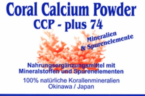 Coral Calcium Powder CCP - plus 74 Logo (DPMA, 08.11.2004)