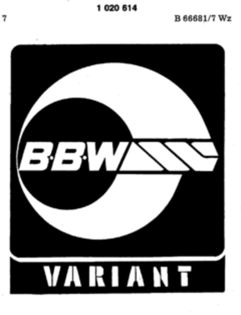BBW VARIANT Logo (DPMA, 22.09.1980)