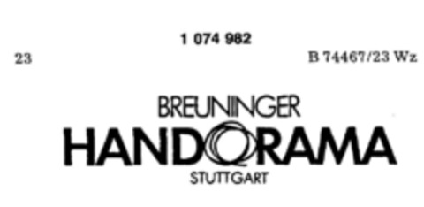 BREUNINGER HANDORAMA STUTTGART Logo (DPMA, 30.04.1984)