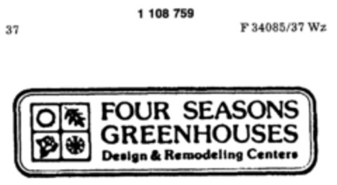 FOUR SEASONS GREENHOUSE Design & Remodeling Centers Logo (DPMA, 10.12.1985)