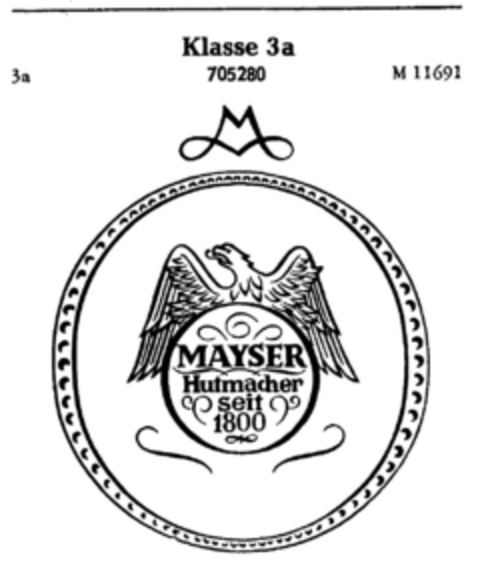MAYSER Hutmacher seit 1800 Logo (DPMA, 13.11.1956)